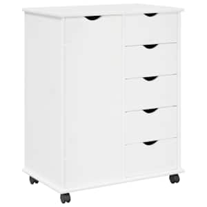 vidaXL Rattaga kapp 63,5 x 39 x 79 cm Kindel m&auml;nnipuidust Valge