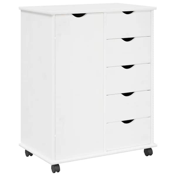 vidaXL Rattaga kapp 63,5 x 39 x 79 cm Kindel m&auml;nnipuidust Valge