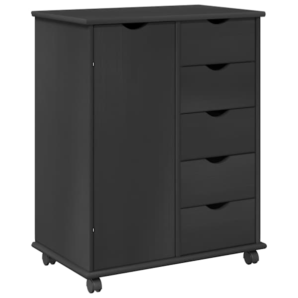 vidaXL Rattaga kapp 63,5 x 39 x 79 cm Kindel m&auml;nnipuidust Hall