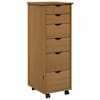 vidaXL Rattaga kapp 34 x 39 x 93,5 cm Kindel m&auml;nnipuidust Meepruun