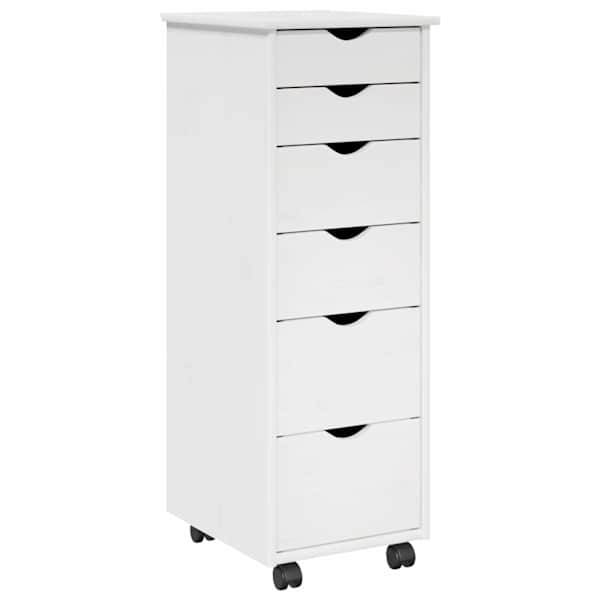 vidaXL Rattaga kapp 34 x 39 x 93,5 cm Kindel m&auml;nnipuidust Valge