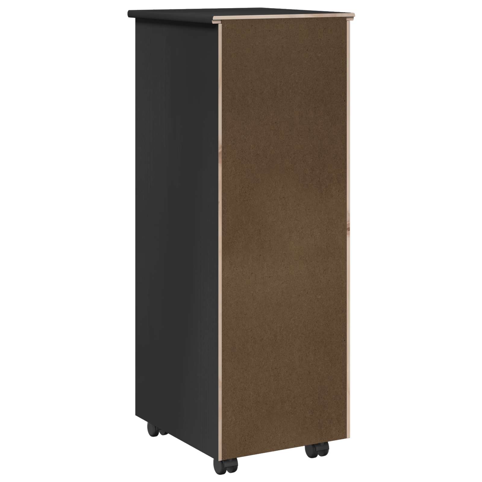 Rolling Kast met wiel Zwart 34 x 39 x 93,5 cm Massief Vurenhout image 7