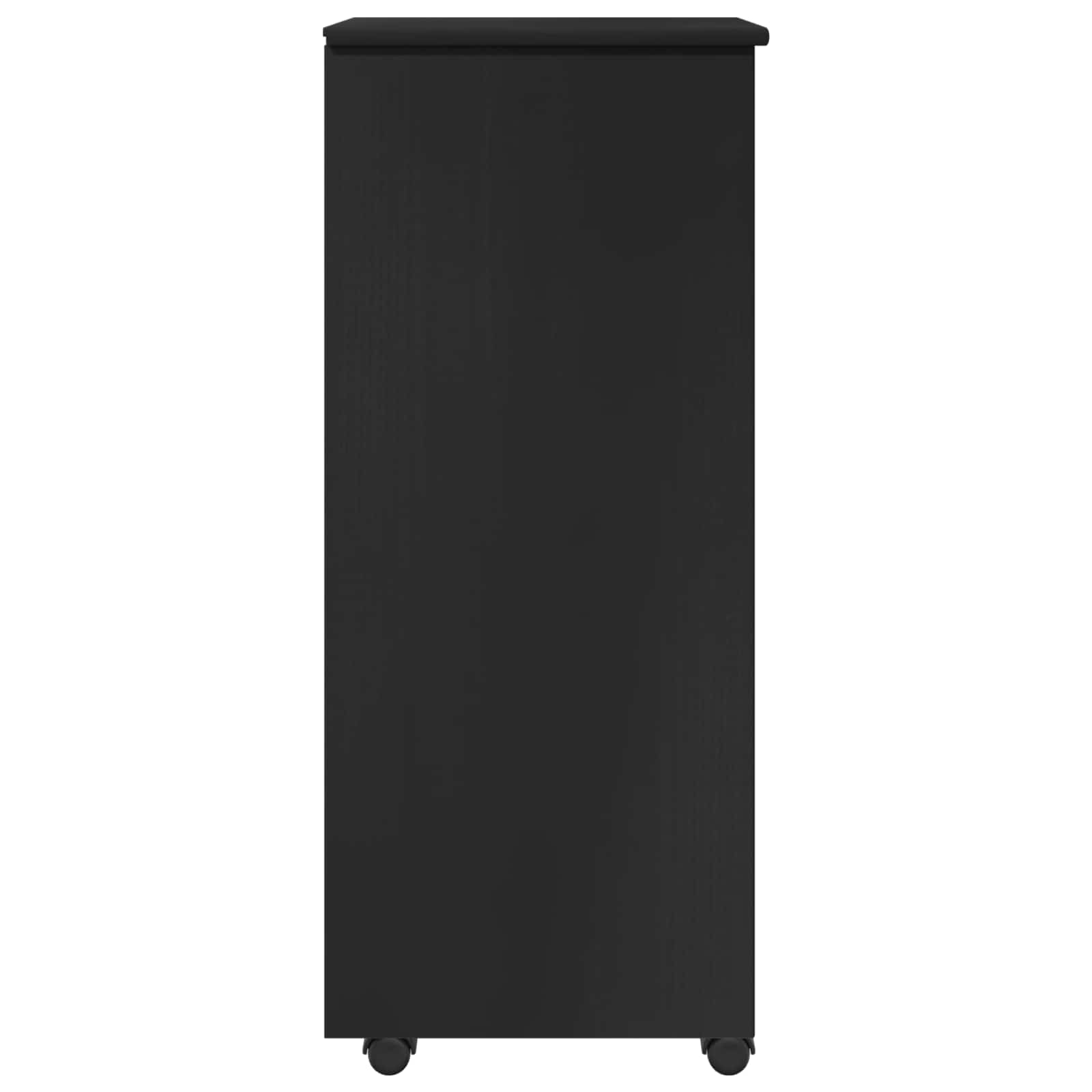 Rolling Kast met wiel Zwart 34 x 39 x 93,5 cm Massief Vurenhout image 6