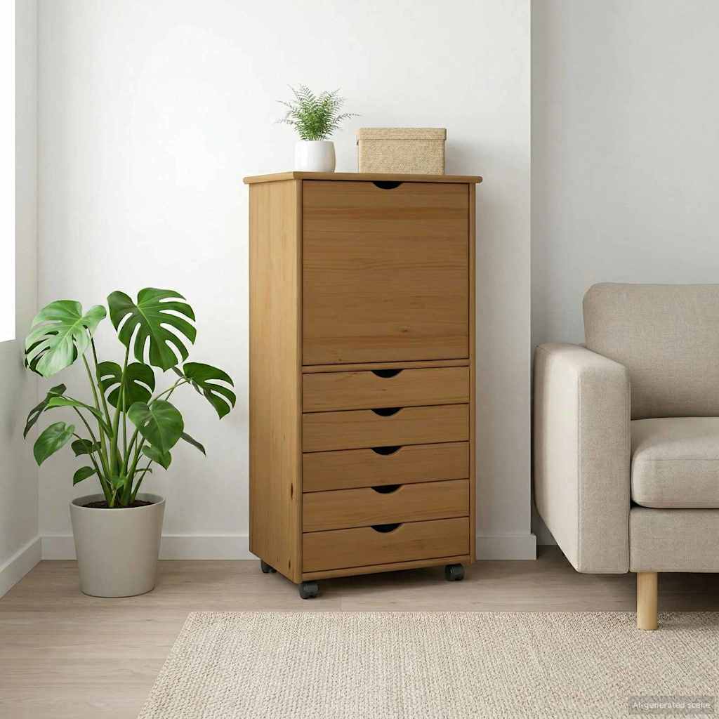 vidaXL Cabinet mobil Maro miere 53 x 39 x 103 cm Lemn de pin masiv