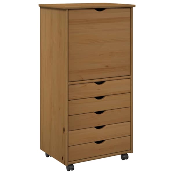 vidaXL Rattaga kapp 53 x 39 x 103 cm Kindel m&auml;nnipuidust Meepruun