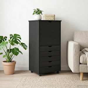 Gležnji kabinet Črna 53 x 39 x 103 cm Masivno borovo les