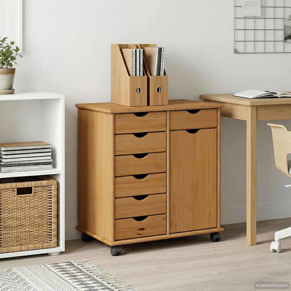 vidaXL Cabinet mobil Maro miere 63,5 x 39 x 65,5 cm Lemn de pin masiv