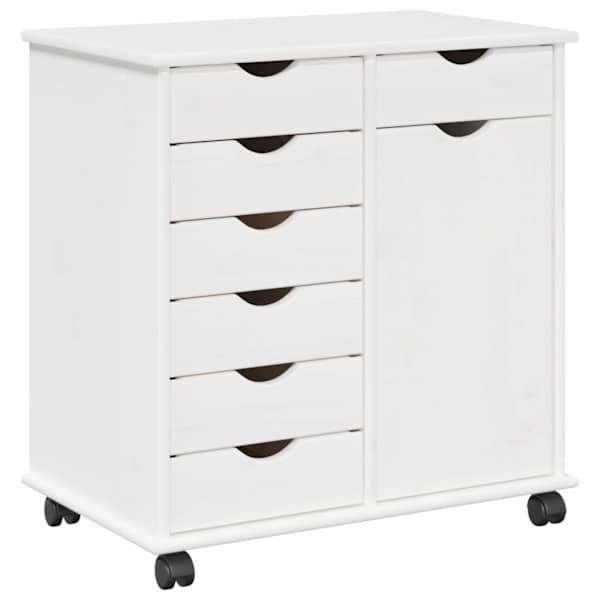 vidaXL Rattaga kapp 63,5 x 39 x 65,5 cm Kindel m&auml;nnipuidust Valge