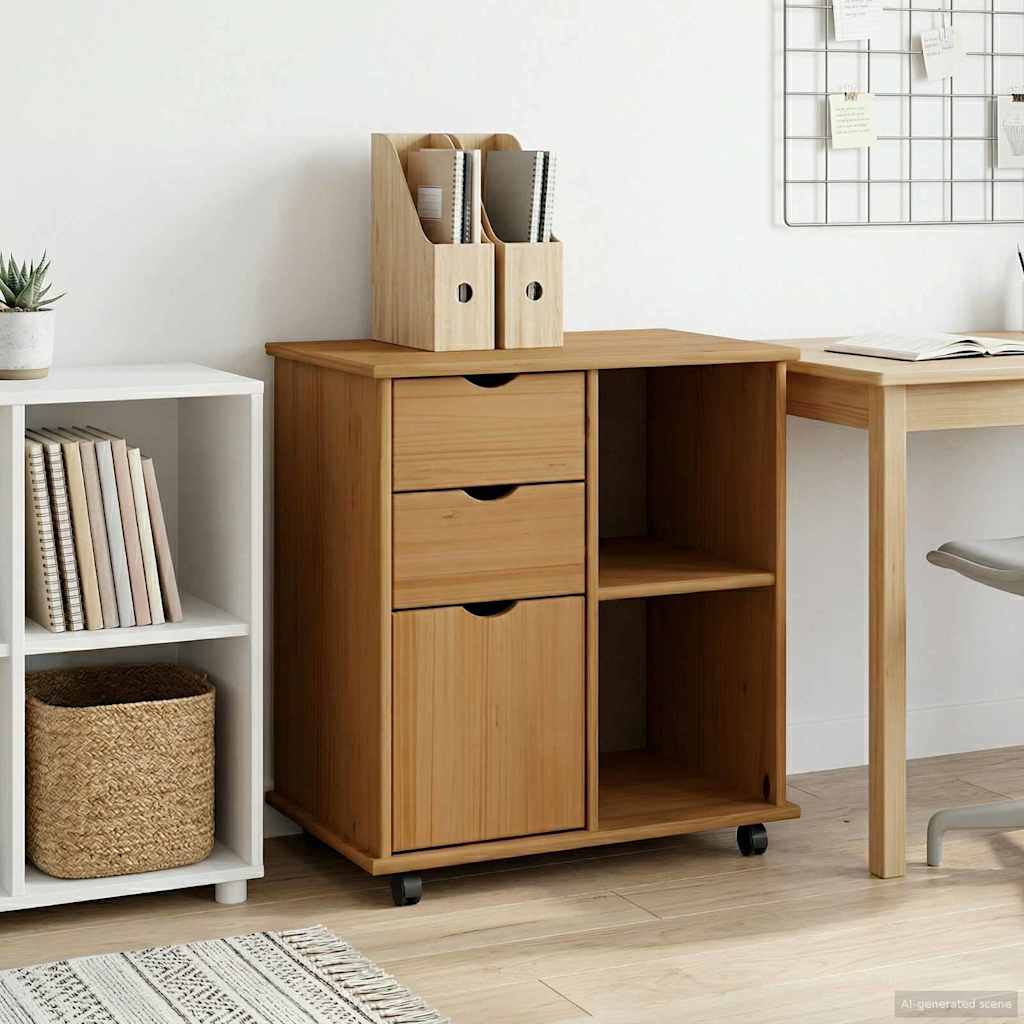 vidaXL Cabinet mobil Maro miere 63,5 x 39 x 65,5 cm Lemn de pin masiv