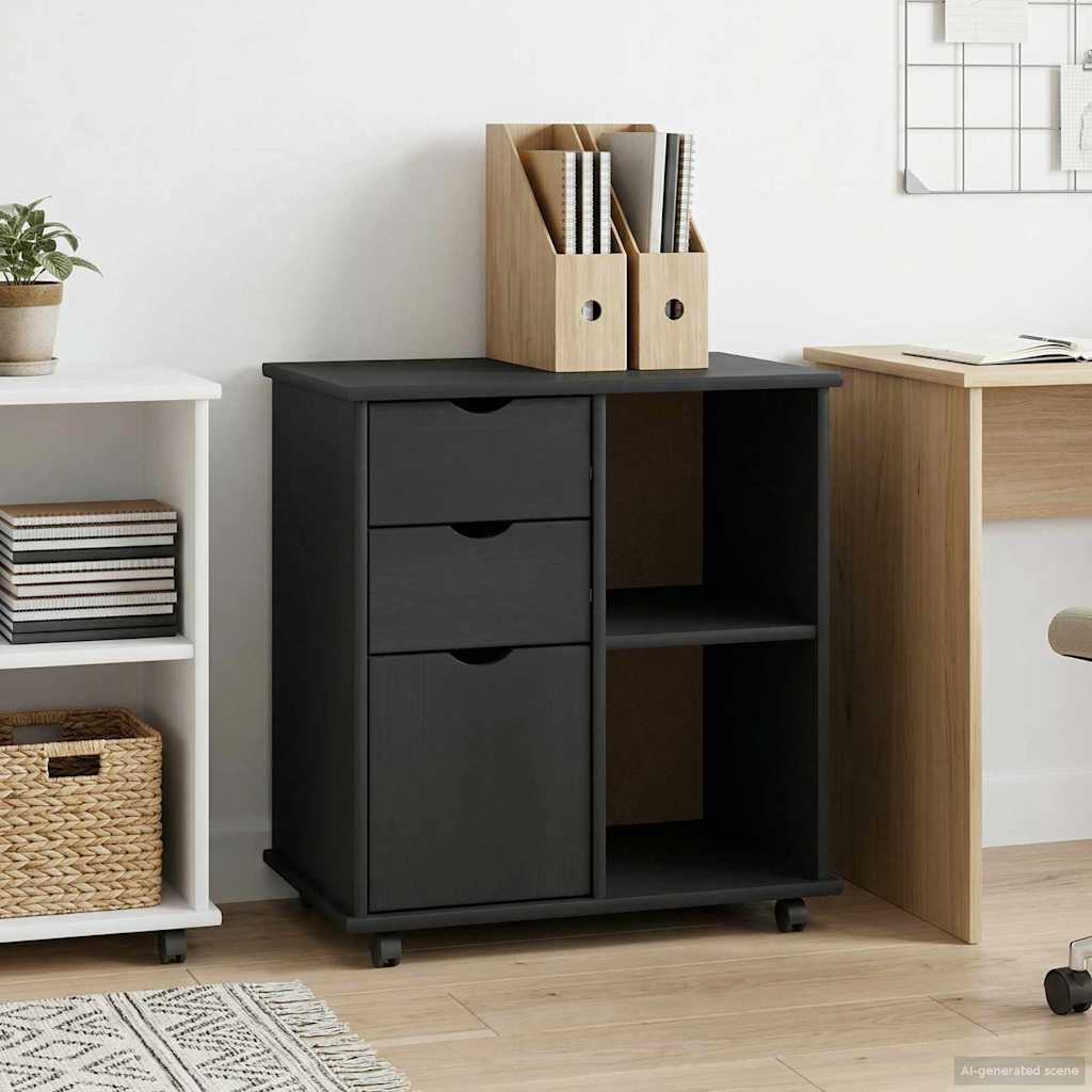 vidaXL Cabinet mobil Gri 63,5 x 39 x 65,5 cm Lemn de pin masiv