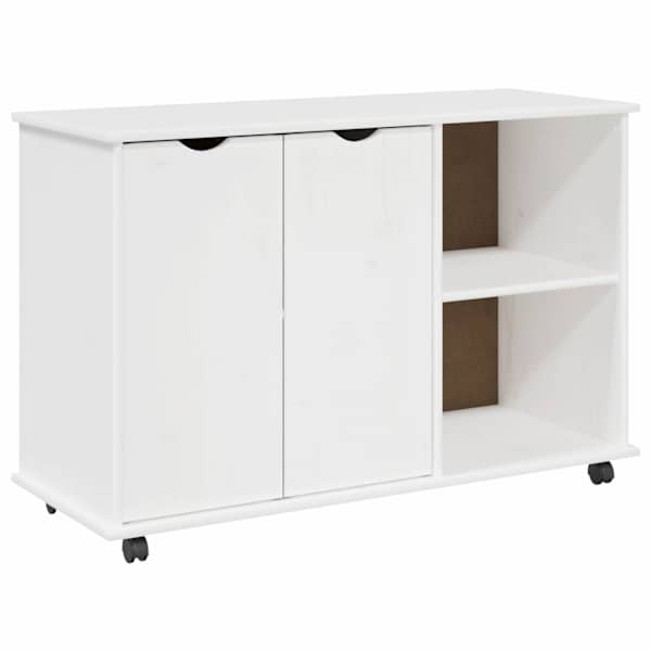 vidaXL Rattaga kapp Valge 100 x 39 x 65,5 cm Kindel m&auml;nnipuidust