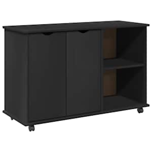 vidaXL Rattaga kapp Must 100 x 39 x 65,5 cm Kindel m&auml;nnipuidust