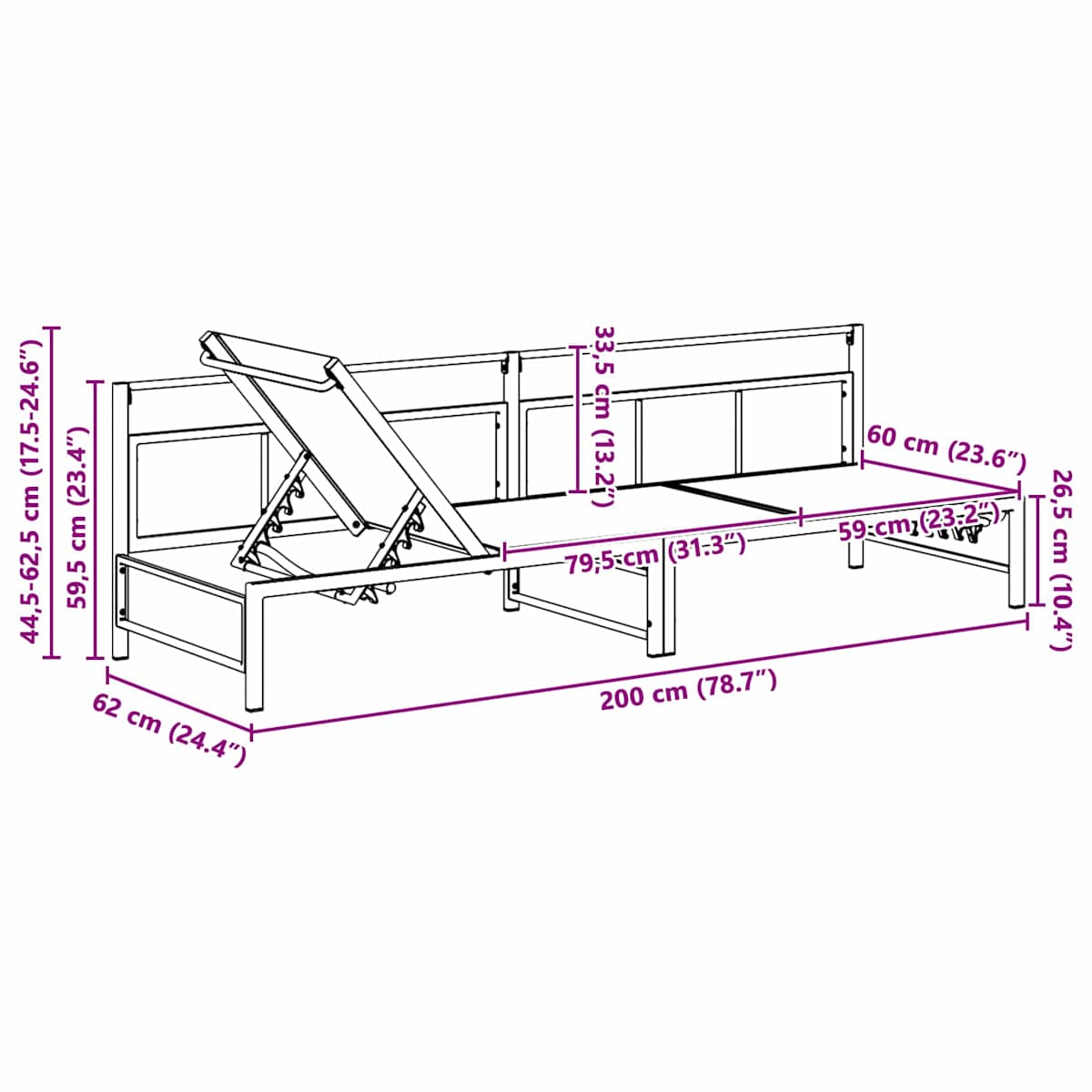 Solstol Textilene Sort - Billede 9