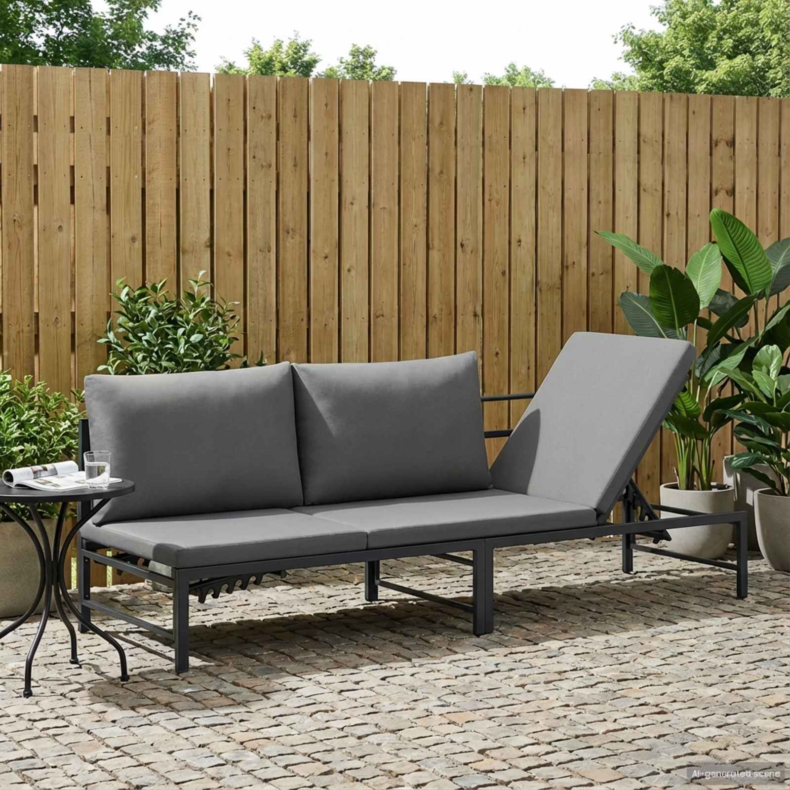 vidaXL Solstol f&ouml;r 3 personer Svart 200 x 62 x 59,5 cm Textilene