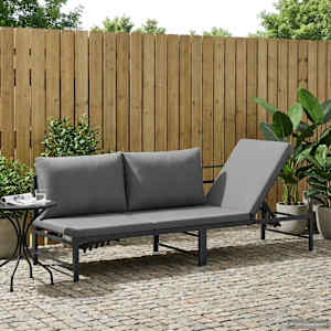 Sonce ležalnik za 3 osebe Črna 200 x 62 x 59,5 cm Tekstil