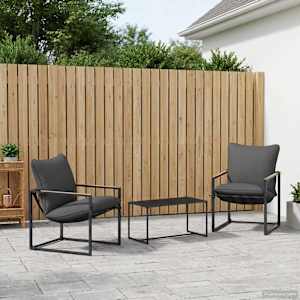 Vrtna sedežna garnitura 3 pcs Črna in anthracit Jeklo