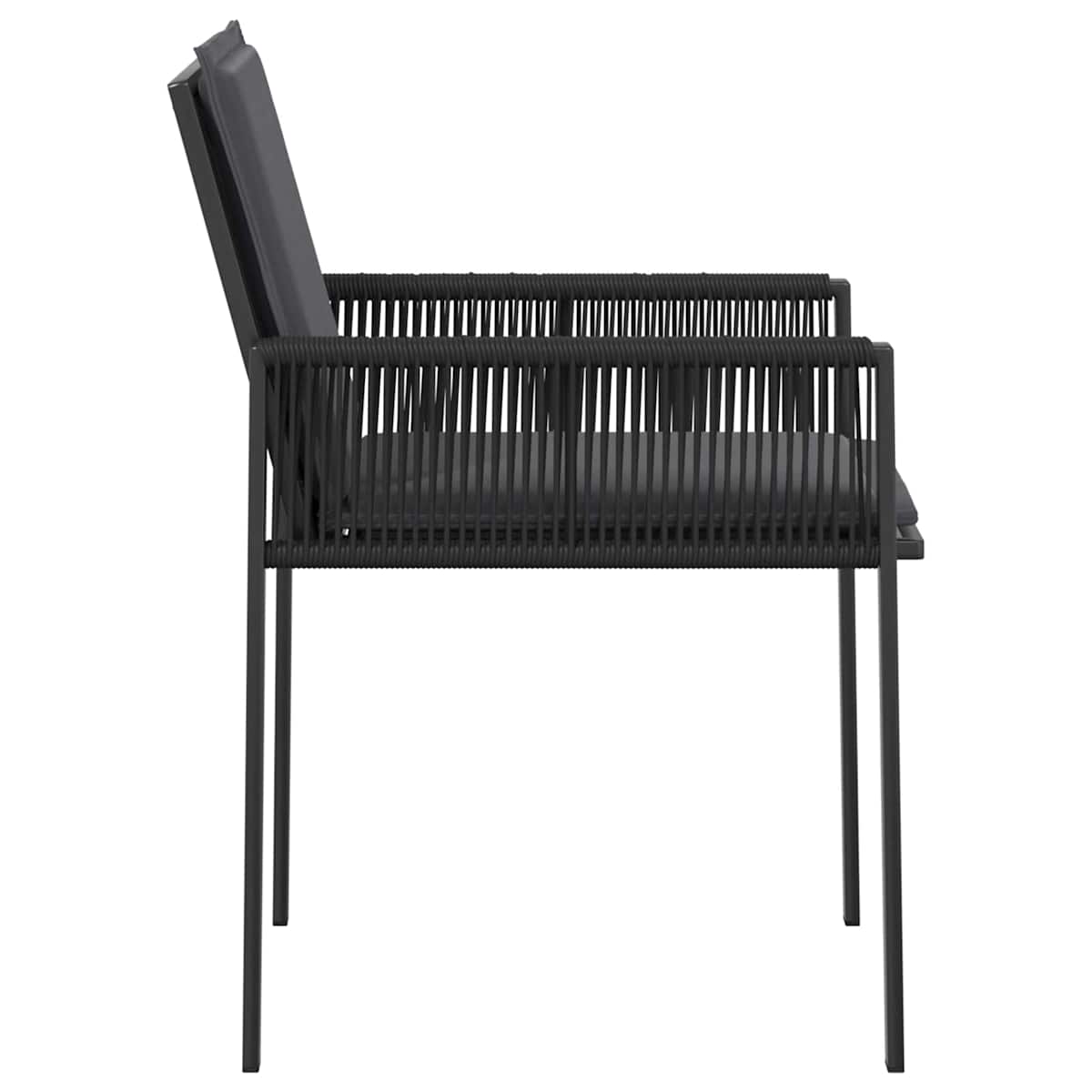 Havestole 2 stk. Sort og Mørkegrå polyrattan - Billede 6