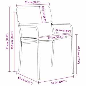 Zahradní křesla 2 pcs Antracit 51 x 55 x 81 cm Ocel - obrázek 9