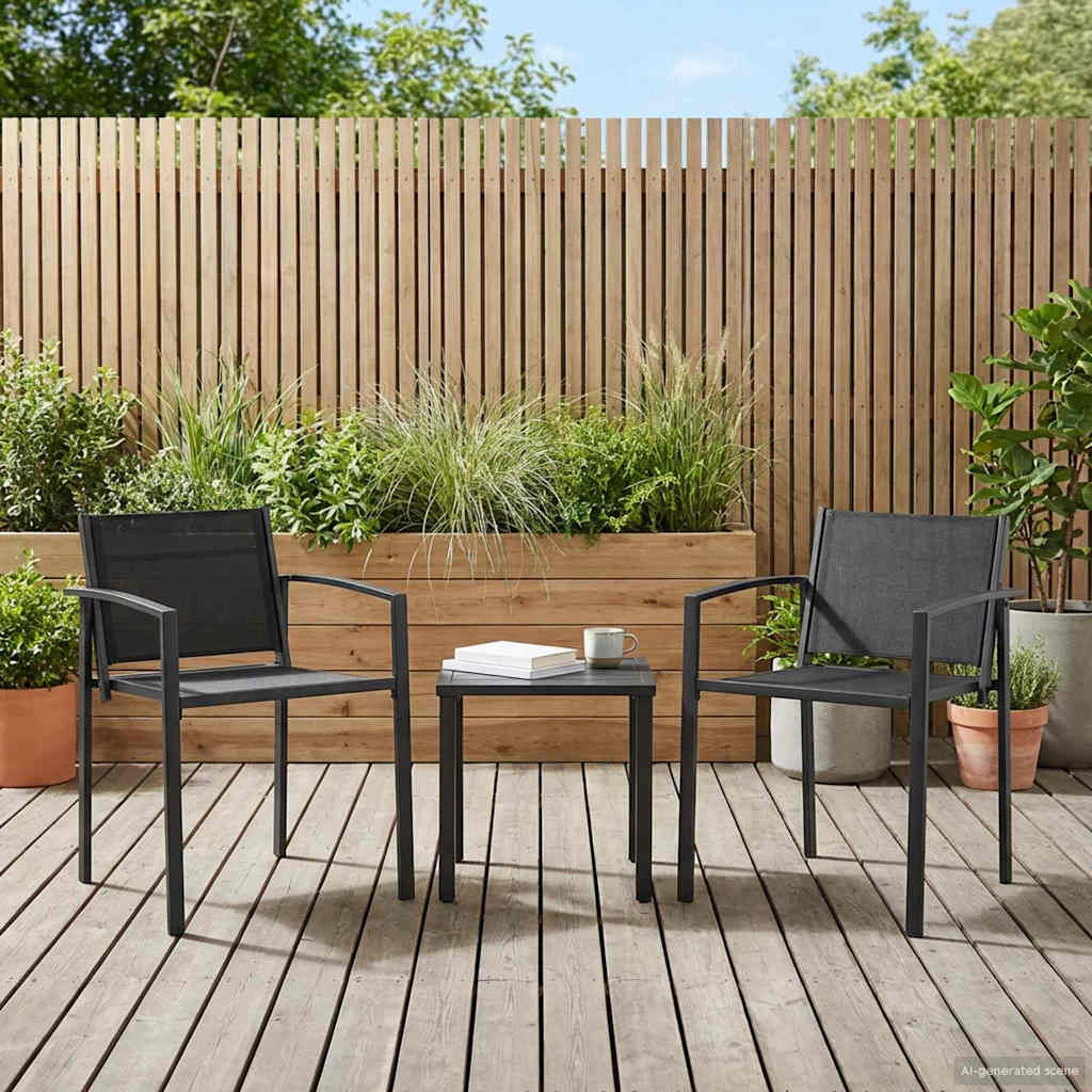 vidaXL Tr&auml;dg&aring;rdsstolar 2 pcs Svart och Anthracit 53,5 x 59 x 77 cm