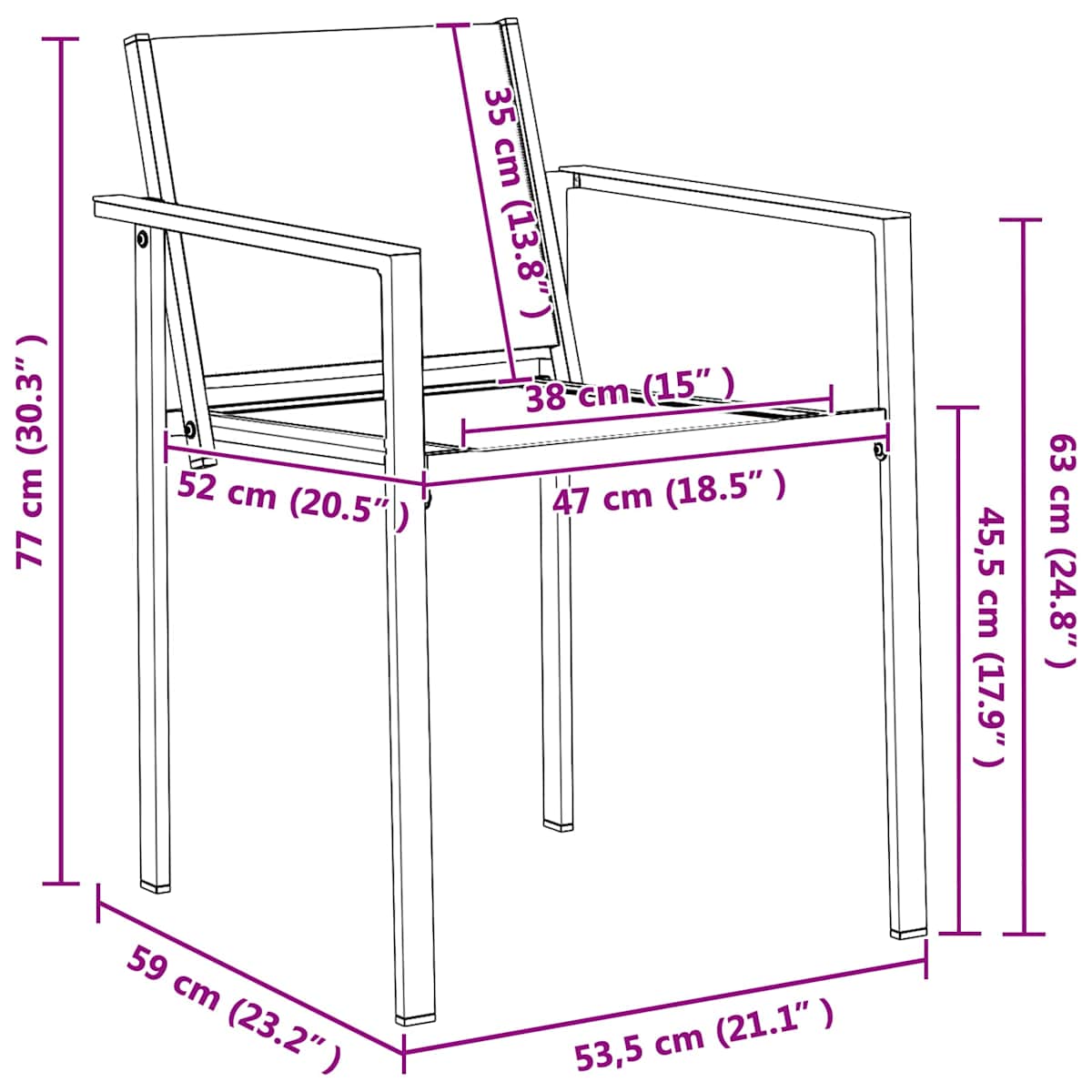 Havestole 2 stk. Sort og Anthracit Textilene Stof - Billede 6