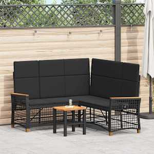 Vrtni zložljivi kavč Črna 164 x 164 x 112 cm poli ratan