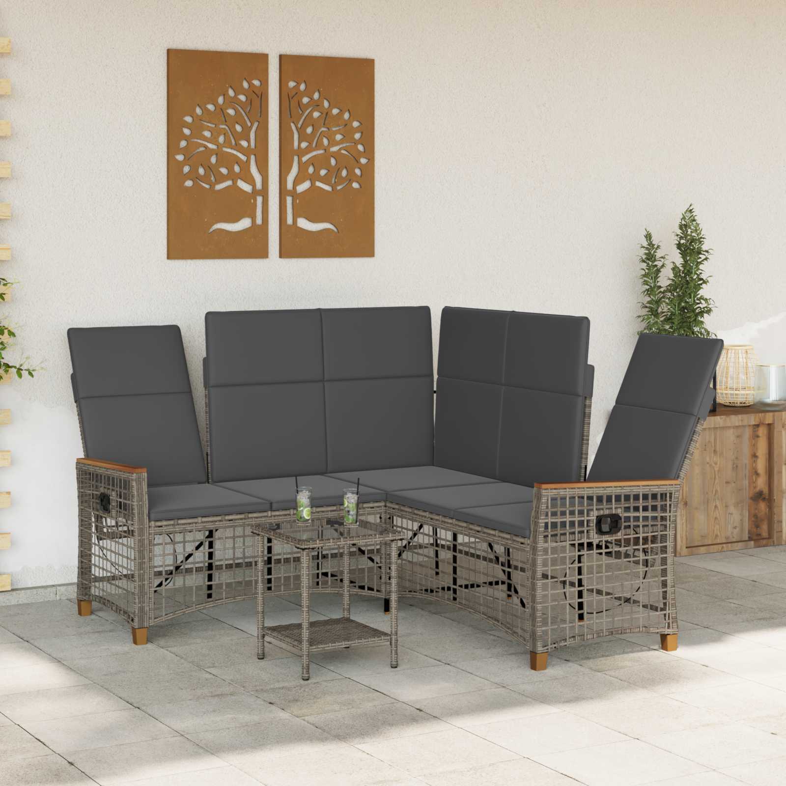 Thumbnail - vidaXL Garten Liegesofa Set Grau und Dunkelgrau 164 x 164 x 112 cm