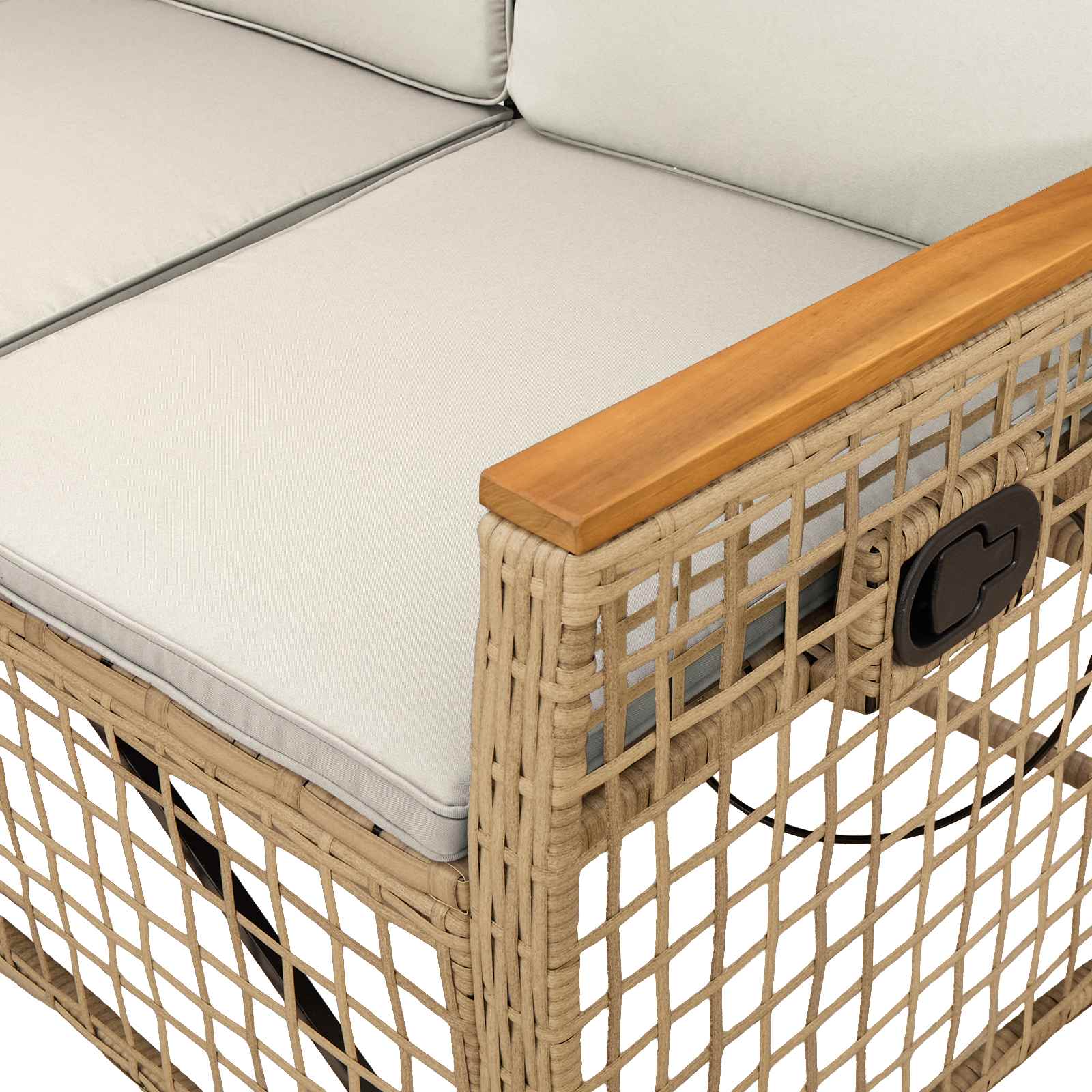 Комплект градински диван с функция на легло Бежов и кремаво бял - Image 8