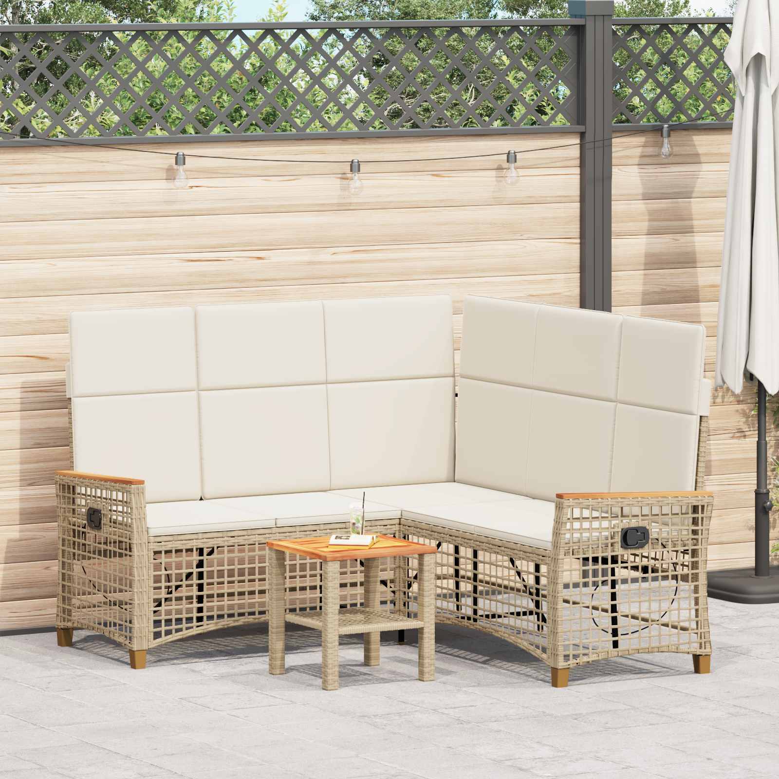 vidaXL Garten Liegesofa Set Beige und Cremeweiß 164 x 164 x 112 cm