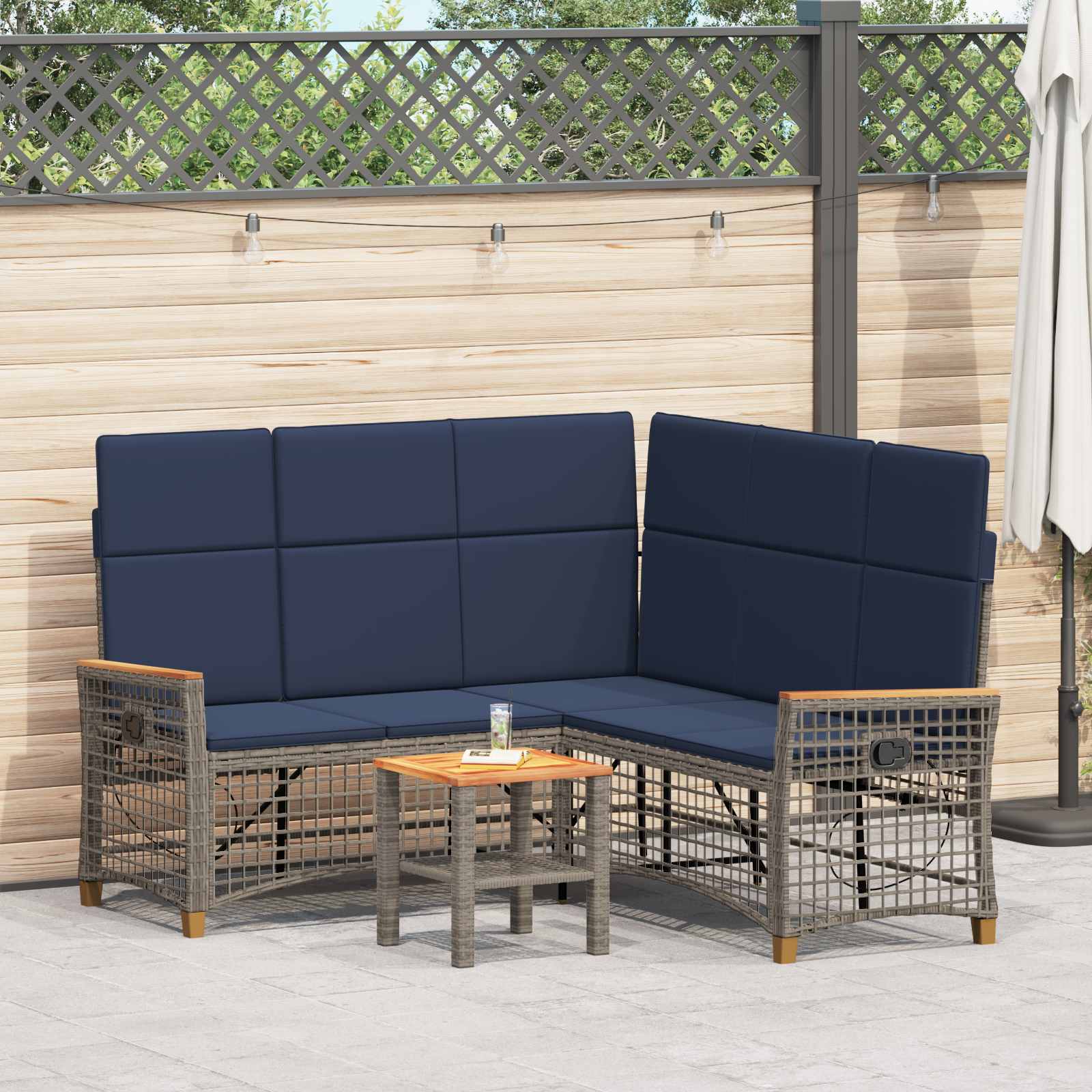 vidaXL Set de canapele reclinabile pentru grădină 164 x 164 x 112 cm