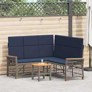 Vrtni zložljivi kavč Siva in mornarsko modra 164 x 164 x 112 cm