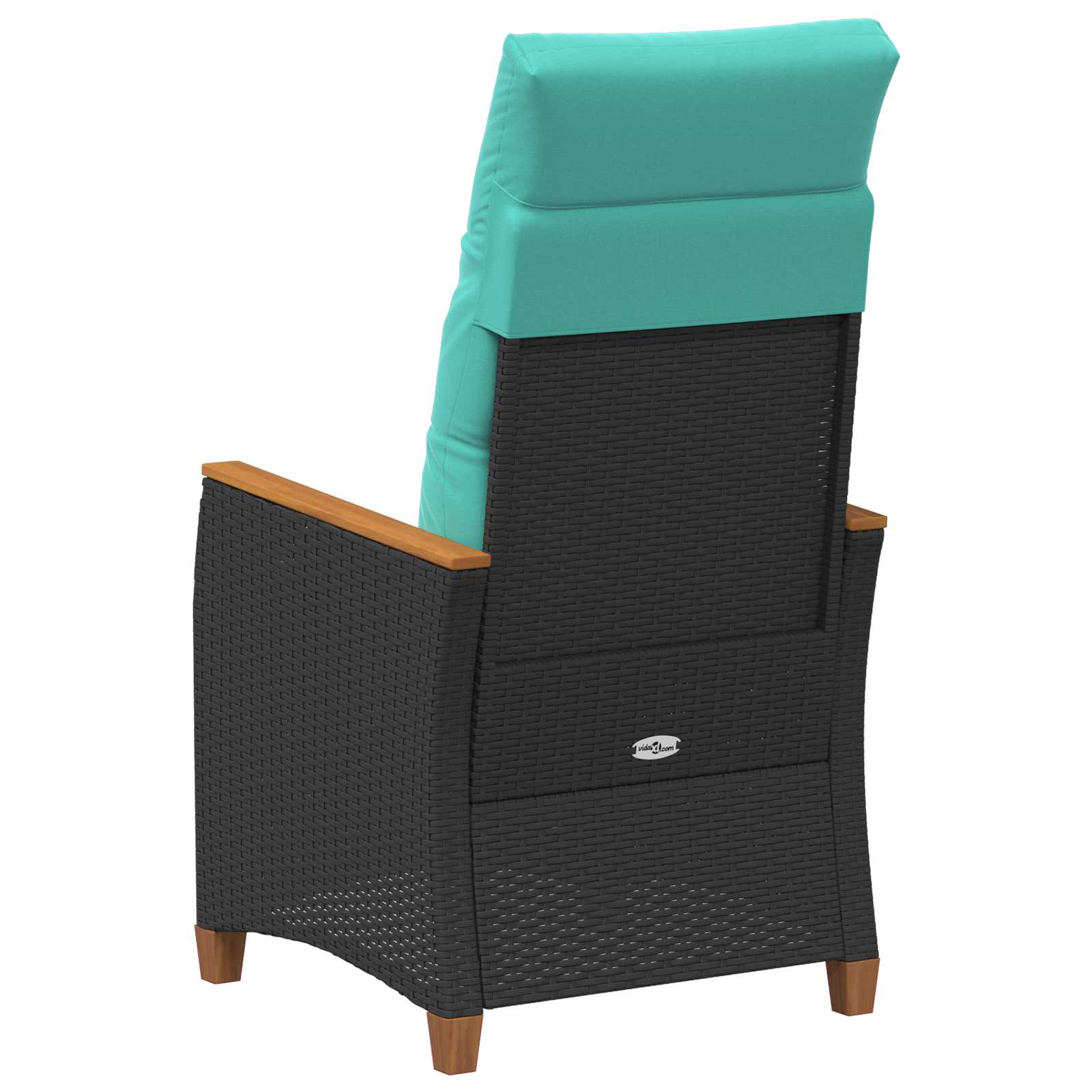 Ležeči vrtni stol z blazino Črna in turkizna 64 x 57,5 x 112 cm - slika 6