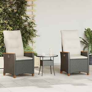 Ležeči vrtni stol Črna in krem 64 x 57,5 x 112 cm poli ratan