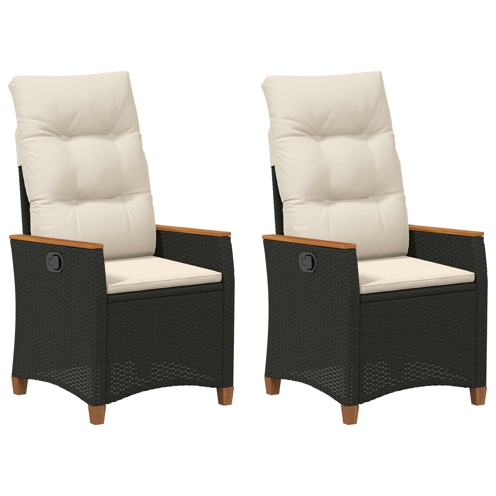 Ležeči vrtni stol Črna in krem 64 x 57,5 x 112 cm poli ratan - slika 2