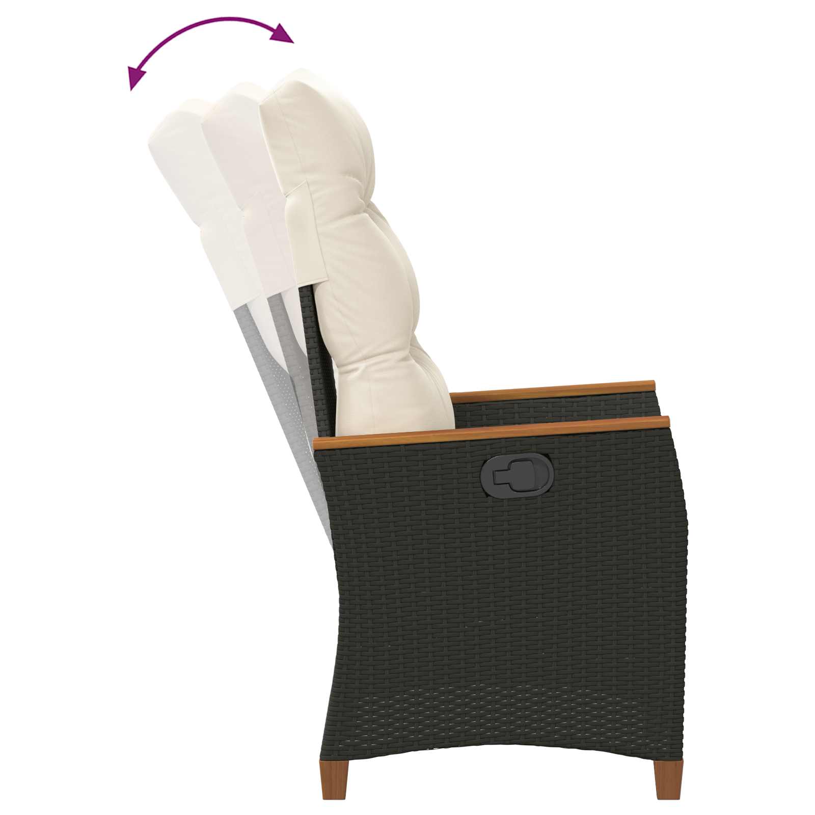 Ležeči vrtni stol Črna in krem 64 x 57,5 x 112 cm poli ratan - slika 9