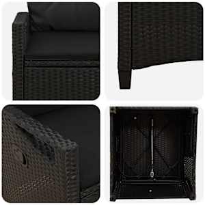 Zahradní křeslo 2 pcs Černá 56 x 64 x 94 cm Ocel a polyester - obrázek 8