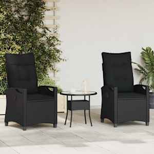 Vrtni Stol 2 pcs Črna 56 x 64 x 94 cm Jeklo in poliestren