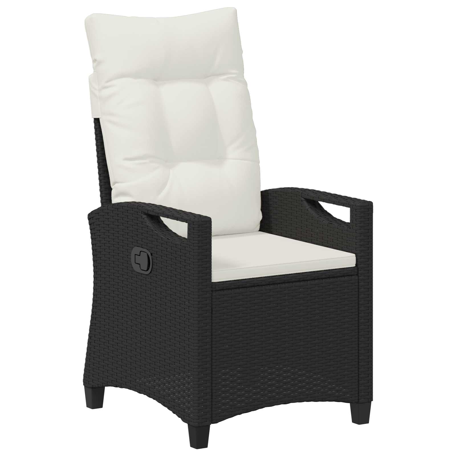 Thumbnail - vidaXL Verstellbarer Gartenstuhl Schwarz und Creme 56 x 60 x 112 cm