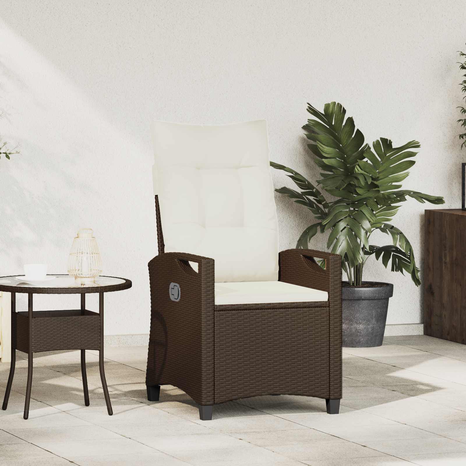 vidaXL Verstellbarer Gartenstuhl Braun und Creme 56 x 60 x 112 cm