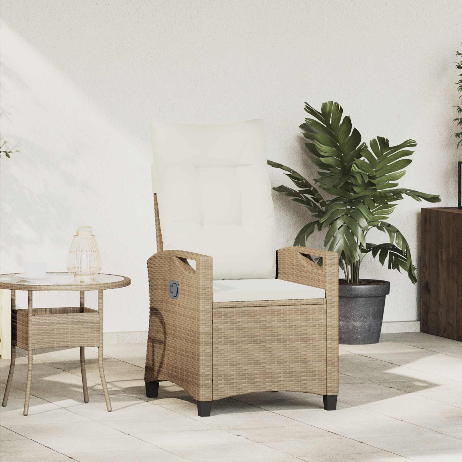 vidaXL Verstellbarer Gartenstuhl Beige und Creme 56 x 60 x 112 cm