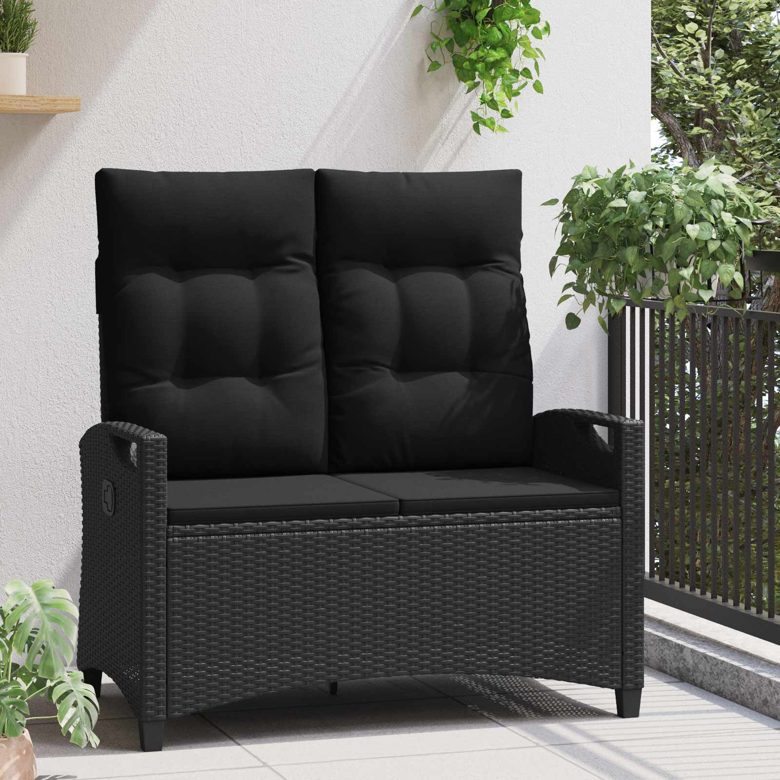 Thumbnail - vidaXL Gartenbank Schwarz 105 x 60 x 112 cm Stahl und Polyester