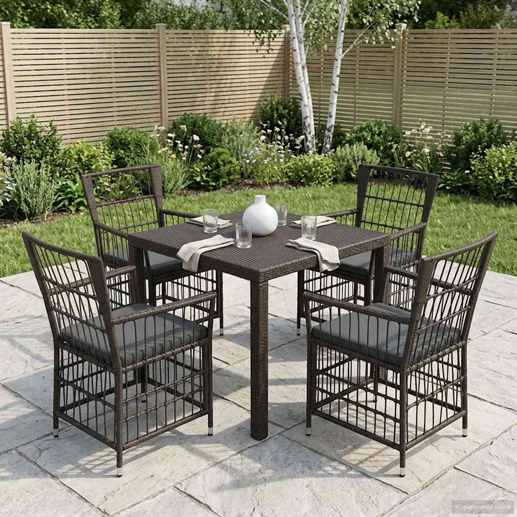 vidaXL Trädgårdsstolar 4 st Svart PE rattan, Stål och Polyester Tyg