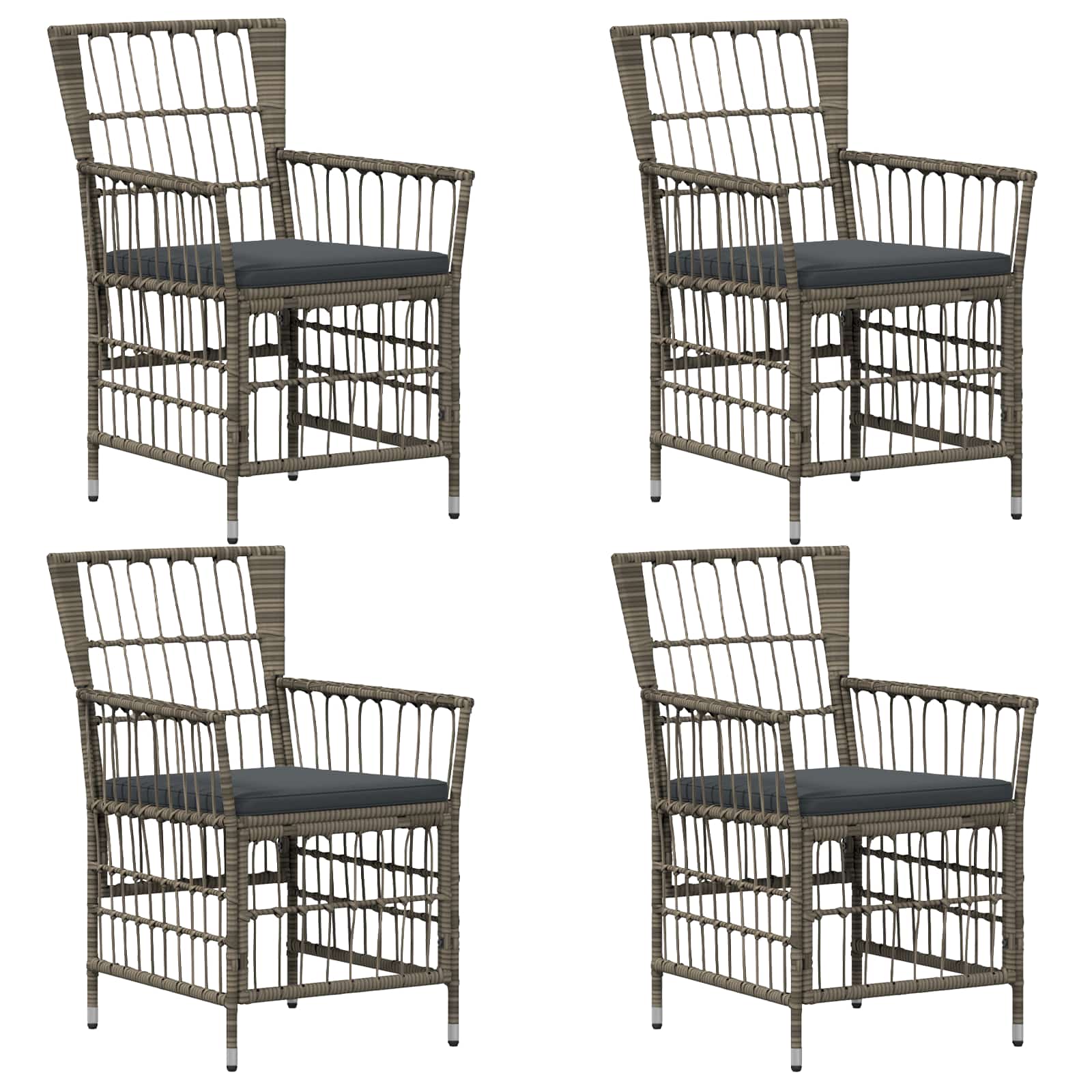 Tuinstoelen 4 st Grijs poly rattan - Afbeelding 2