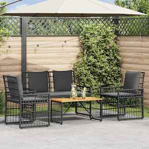 Zunanji pohištveni set 4 pcs Črna in Temno siva