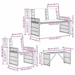 Sada venkovního nábytku 4 pcs Černá a tmavě šedá - obrázek 16
