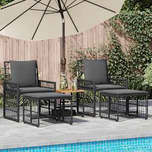 Zunanji pohištveni set 5 pcs Črna in Temno siva