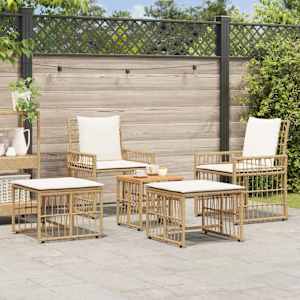 Sada venkovního nábytku 5 pcs Přirozená a krémově bílá - obrázek 4