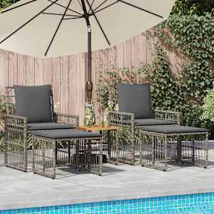 Zunanji pohištveni set 5 pcs Črna in Temno siva