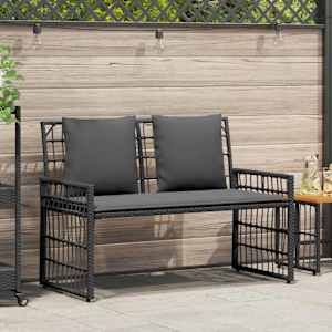 Zunanja klop Enobarvno Črna in Temno siva 116 x 55 x 82 cm