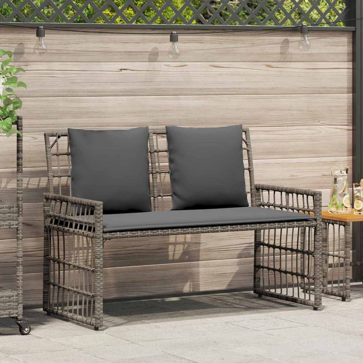 Udendørs bænk 2 -Seater 116 x 55 x 82 cm Stål og Polyrattan