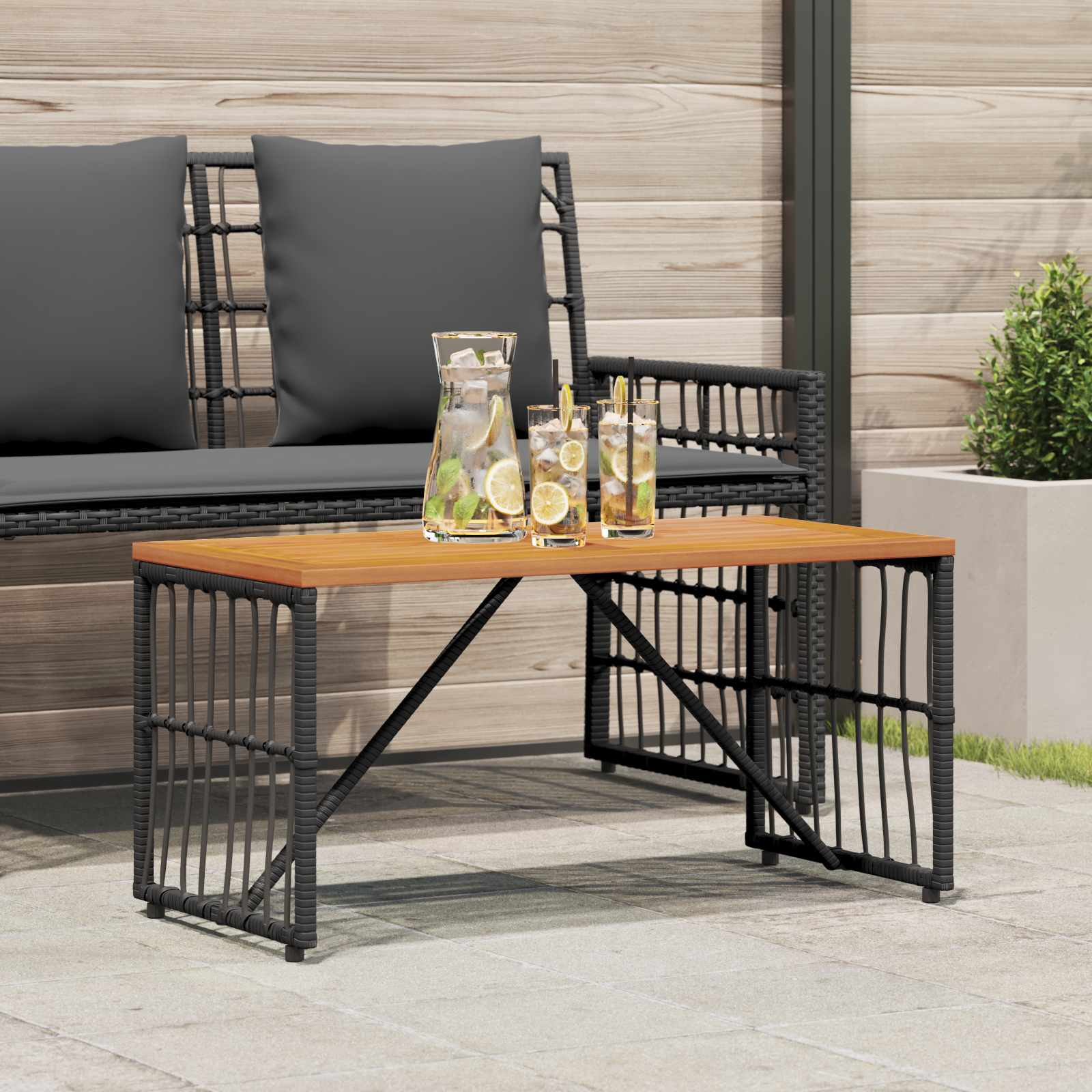 vidaXL Tisch für Outdoor Schwarz 80 x 40 x 40 cm